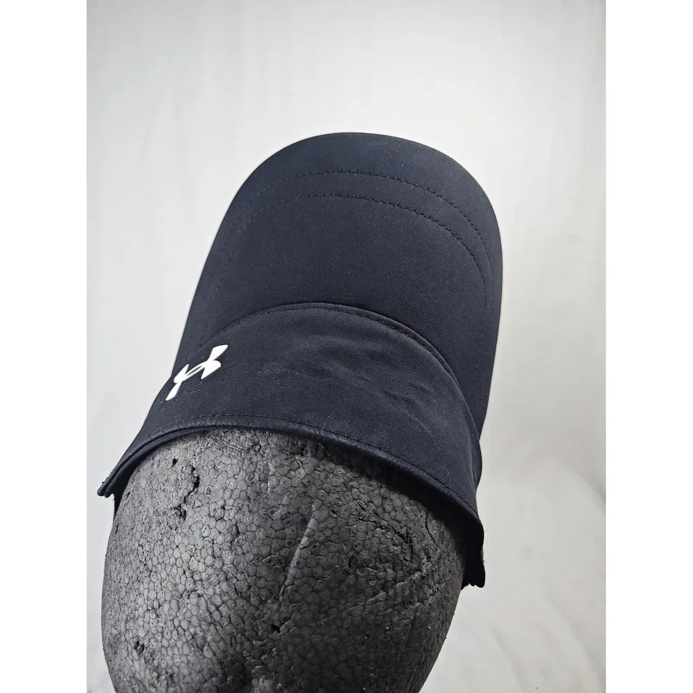 Under Armour Golf Black Visor UA Spell Out Script Logo Tennis Cap Hat OSFA Flex